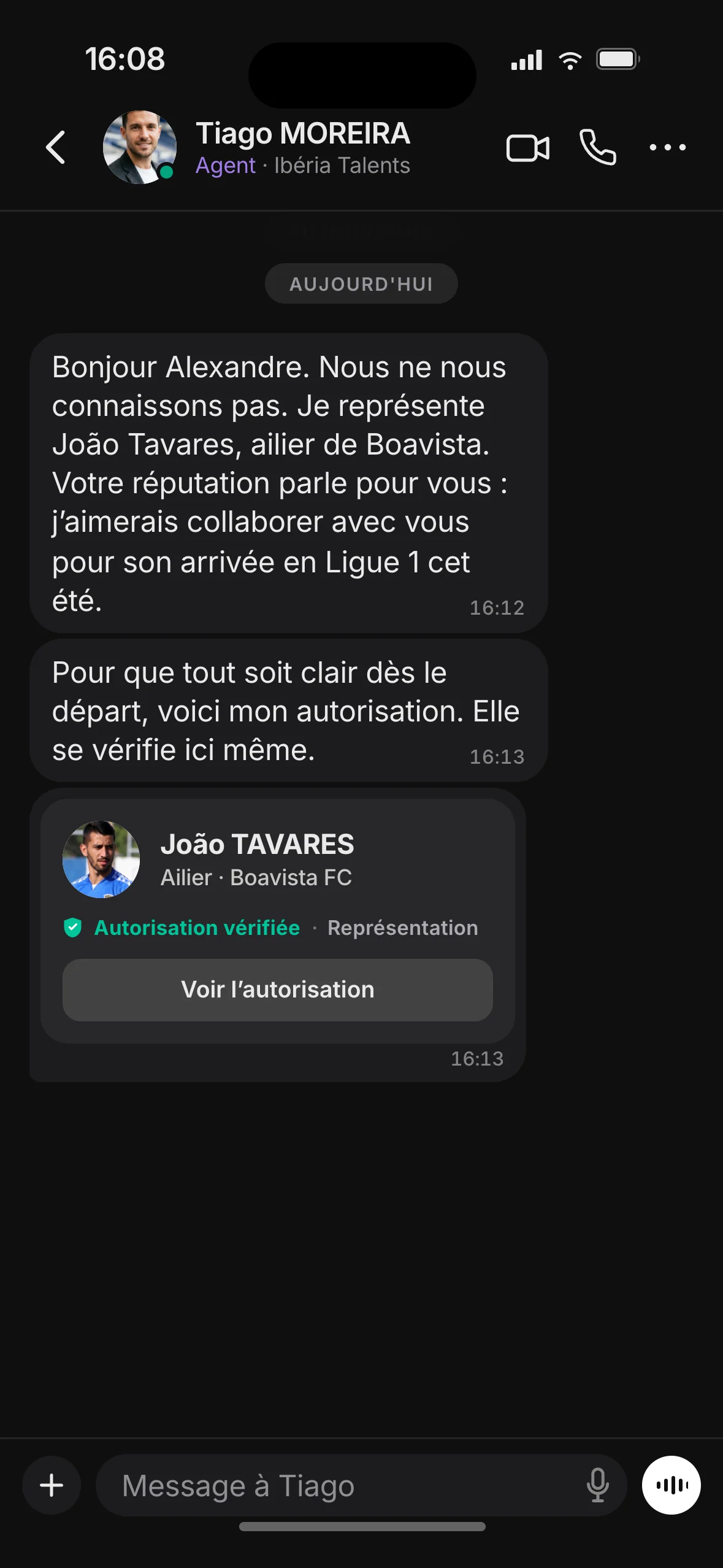 Messagerie à identité vérifiée
